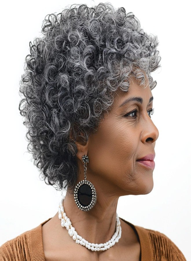MOONSHOW Short Curly Wigs for Black Women - Synthetic Afro Wig - Pixie Cut with Bangs - Glueless - Modern Style - Image 1
